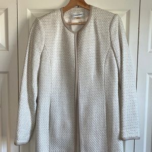 Long cream tweed Calvin Klein jacket size 2